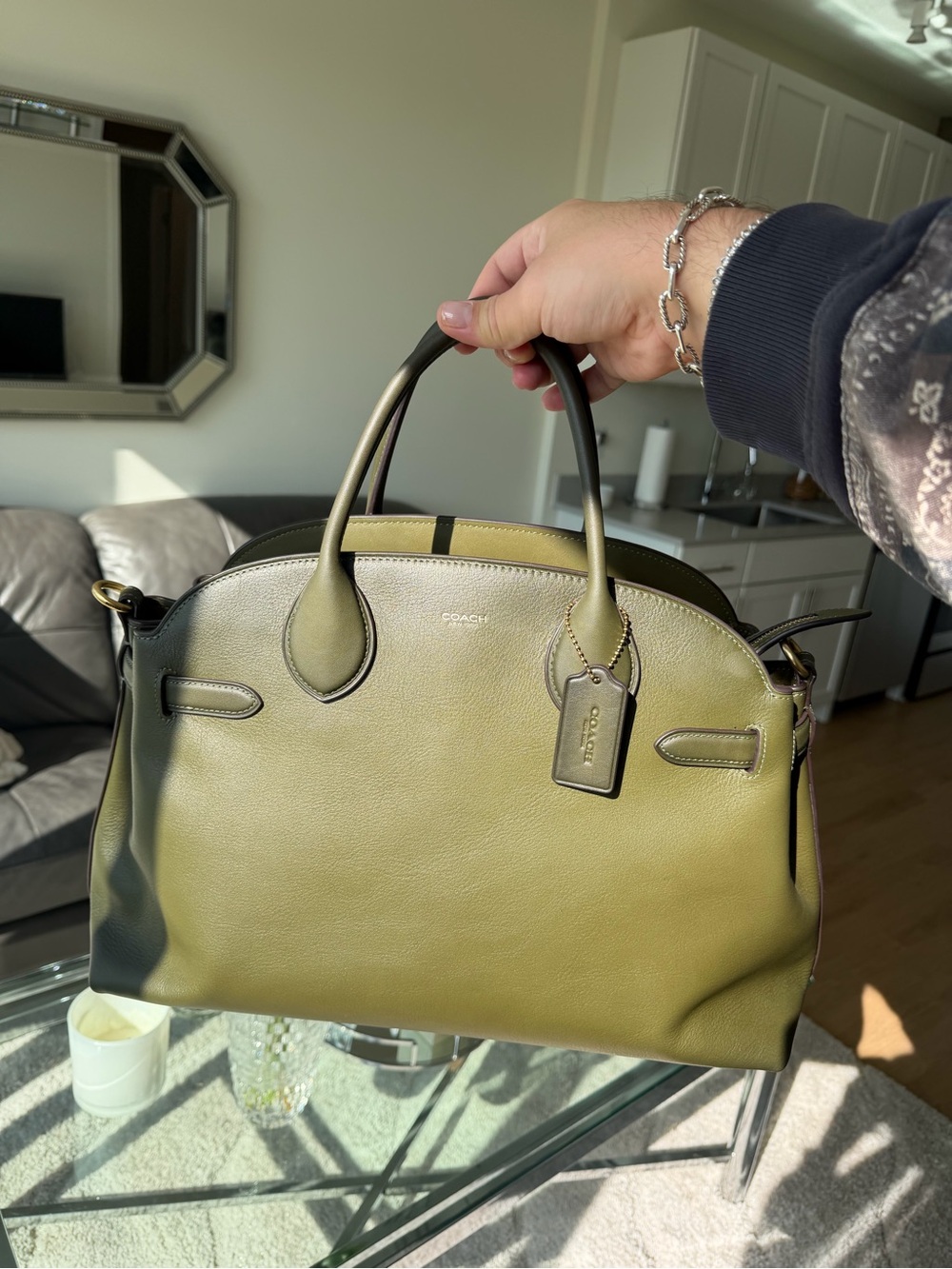 Coach Olive Green Leather Empire 40